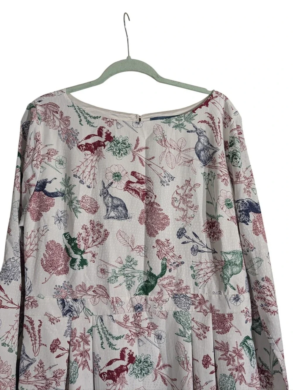 ModCloth Woodland Animal Botanical Fit & Flare Midi Dress XL Long Sleeve Lined - Picture 3 of 11